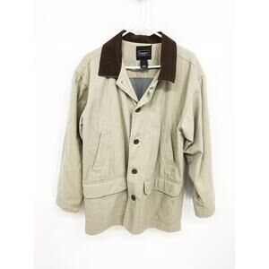 Haggar 100% Cotton Flannel Lined Outdoor Workwear Khaki Chore Field Jacket Sz M